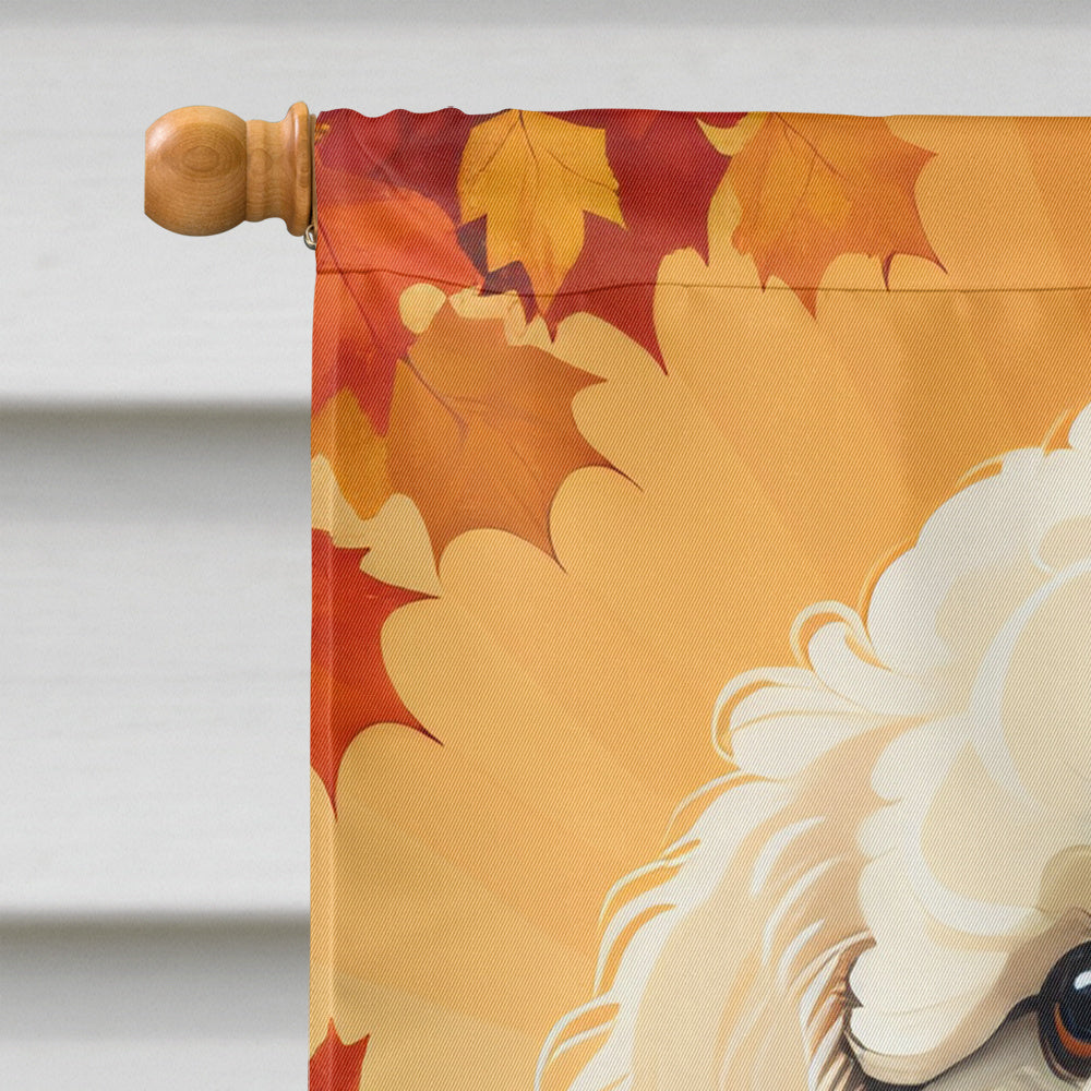 Bichon Frise Fall House Flag Large Porch Sleeve Pole Decorative Outside Yard Banner Artwork Wall Hanging, Polyester, House Size, Multicolor
