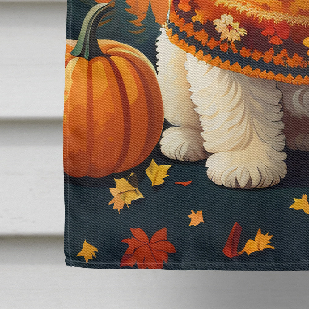 Bichon Frise Fall House Flag Large Porch Sleeve Pole Decorative Outside Yard Banner Artwork Wall Hanging, Polyester, House Size, Multicolor