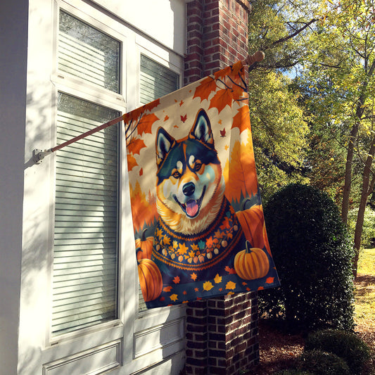 Akita Fall House Flag Large Porch Sleeve Pole Decorative Outside Yard Banner Artwork Wall Hanging, Polyester, House Size, Multicolor